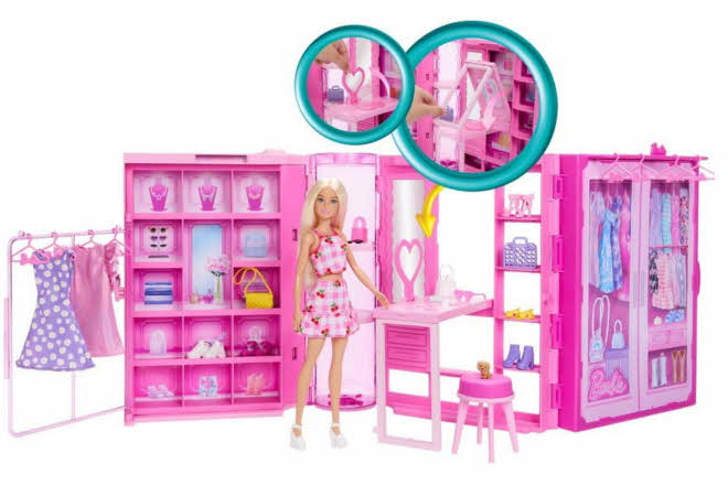 Barbie med garderobe