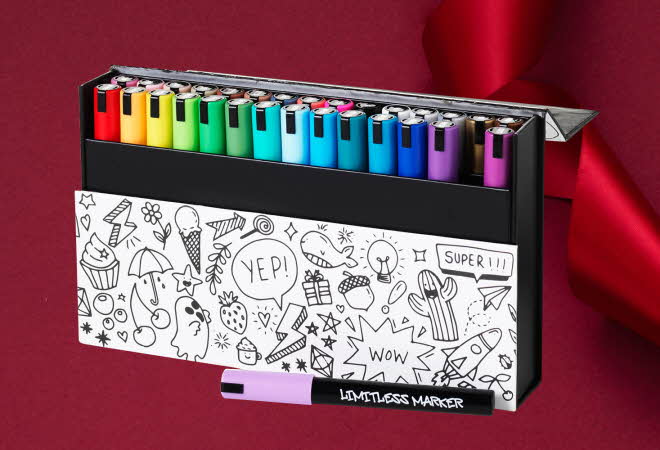 En pakke med 30 Limitless Markers