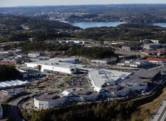 Oversiktsbilde av Sørlandssenteret og nærområdet