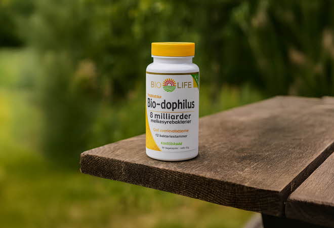Boks med Bio-Life Bio-dophilus probiotika.