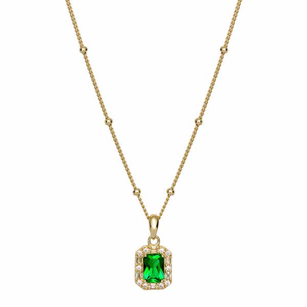 Halssmykke med grønn diamant