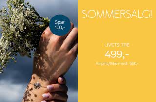 Livets tre armbånd som ei jente som holder en blomsterbukett har på seg