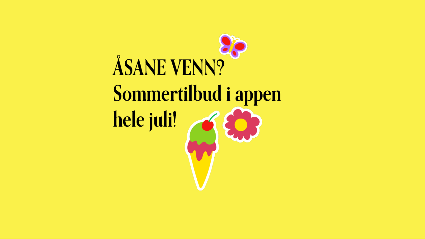 info plakat om åsane venn tilbud i appen