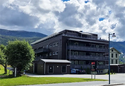 Bildet viser fasaden på boligprosjektet Heggedal Hage.