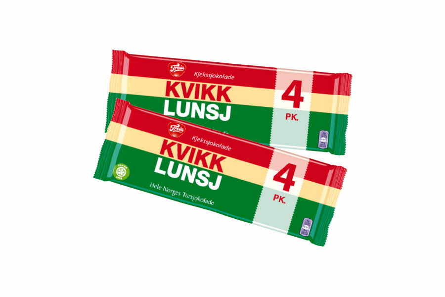 2 pakker av Freia Kvikk Lunsj 4-pakk