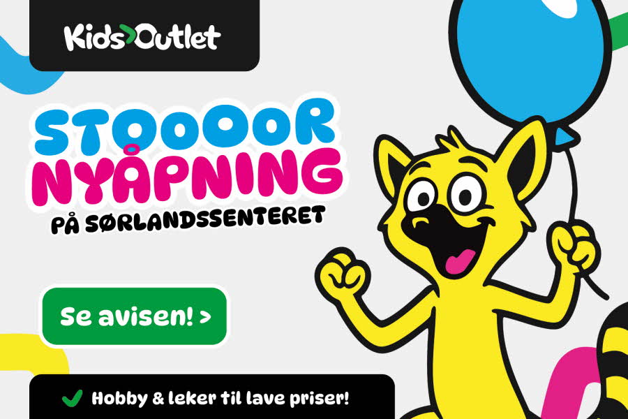 Logo til Kids Outlet med tekst "stoooor nyåpning!"