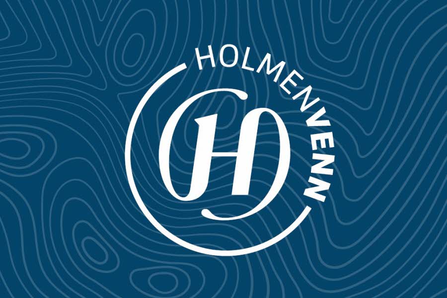 Logoen til Holmenvenn med blå bakgrunn