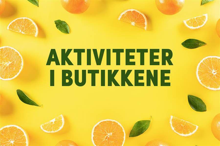 Aktivitetsbilde med teksten "Aktiviteter i butikkene"