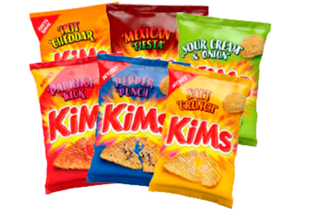 bilde av 6 poser med kims chips