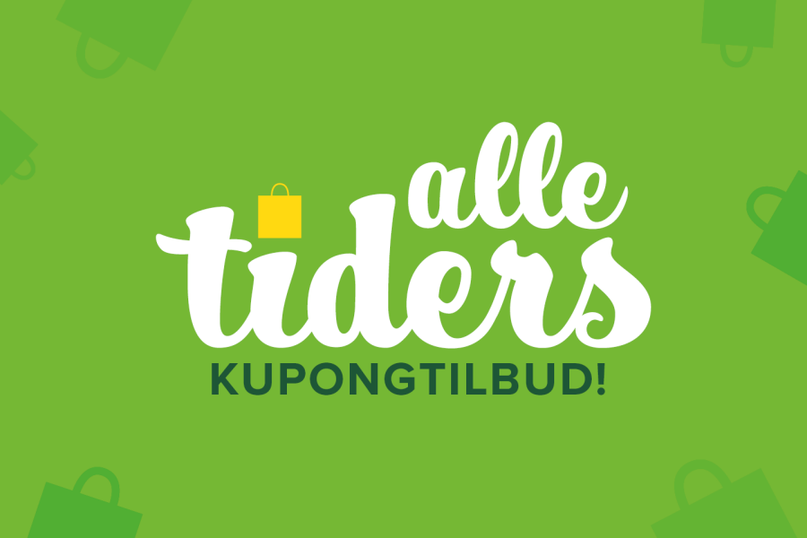 grønn bakgrunn med teksten alle tiders kupongtilbud