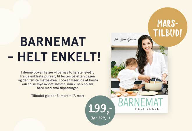 Barnemat helt enkelt bok 199,- marstilbud sprell til 17. mars