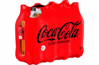 8-pakning med Coca-Cola uten sukker 1,5 liter