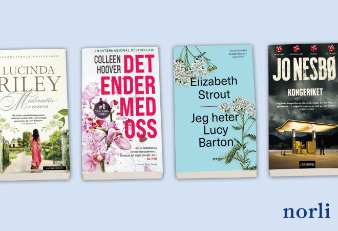 Bøkene "Midnattsrosen", "Det ender med oss", "Jeg heter Lucy Barton" og "Kongeriket"