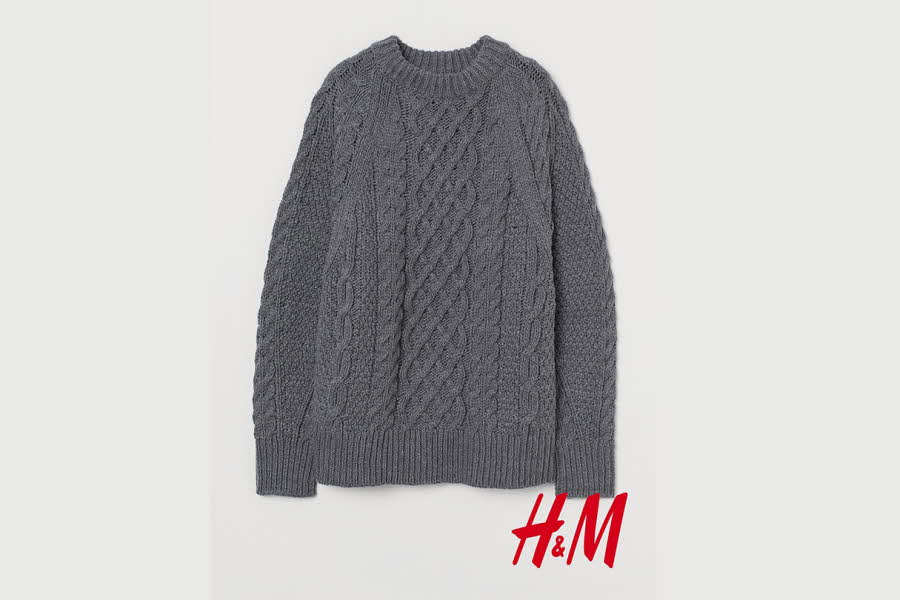 grå og mønstret strikkagenser fra h&m