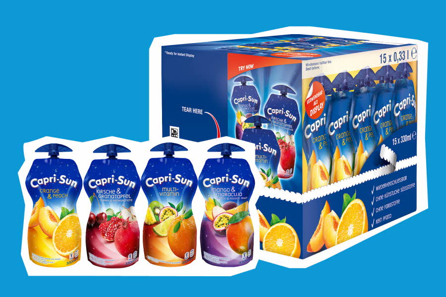 15-pakk eske med Capri-Sun og fire Capri-Sun poser