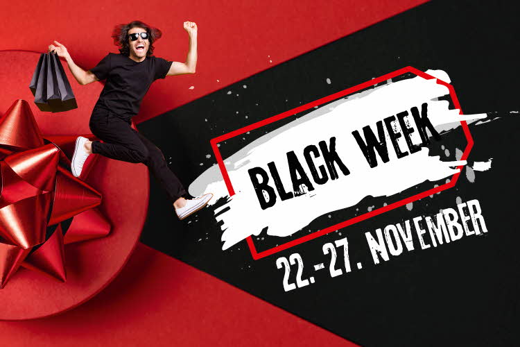 teksten Black Week 22.-27. november på hvit og sort bakgrunn