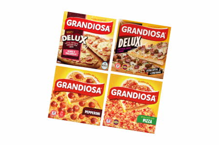 Fire forskjellige pizzaer fra Grandiosa