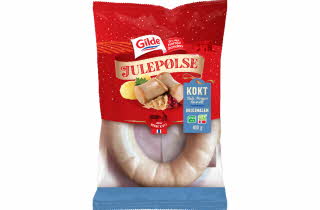 bilde av en pakke julepølse fra gilde
