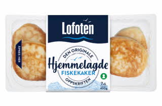 En pakke med Lofoten hjemmelagde fiskekaker