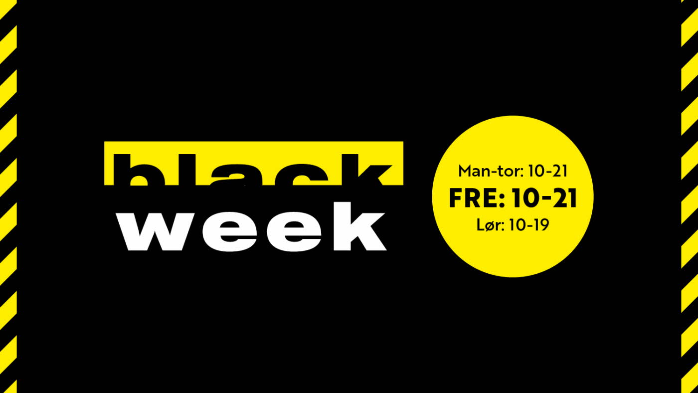 Sort bakgrunn og teksten "black week"