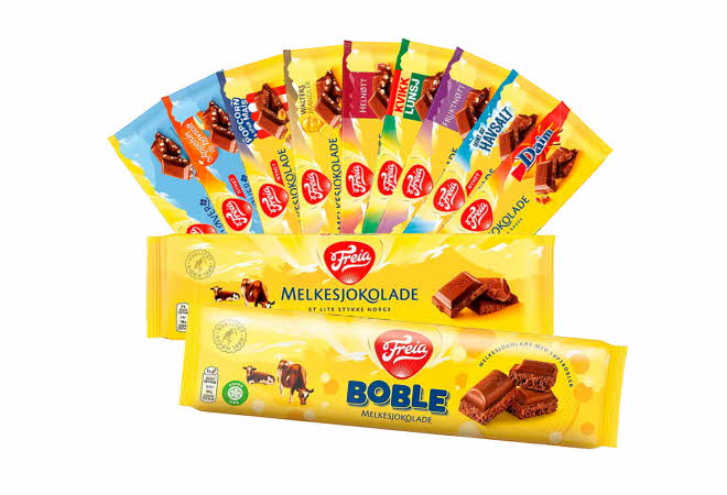 Stort utvalg store Freia sjokoladeplater.
