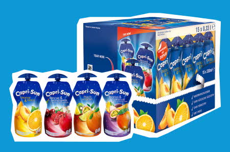 15-pakk eske med Capri-Sun og fire Capri-Sun poser