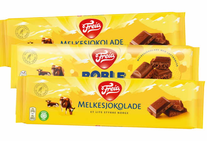 bilde av 3 forksjellige freia sjokolade plater