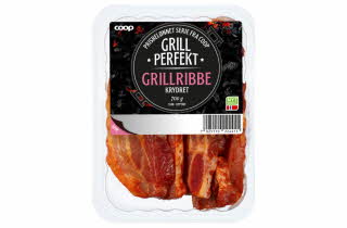 En pakke med Coop Grill Perfekt grillribbe krydret 700 g.