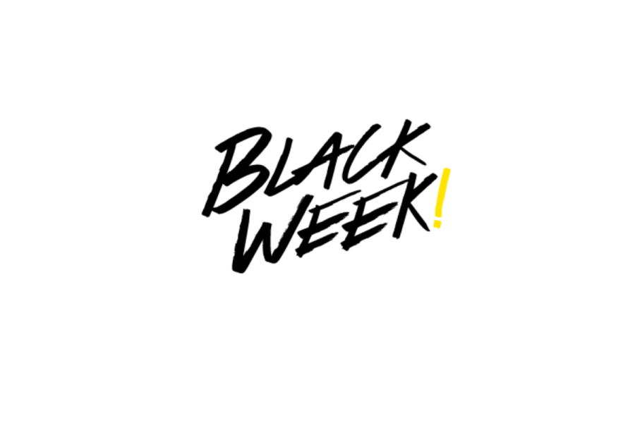 Teksten Black Week på hvit bakgrunn
