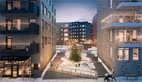 Utendørsbilde med vinter og julestemning fra Skårerløkka premium