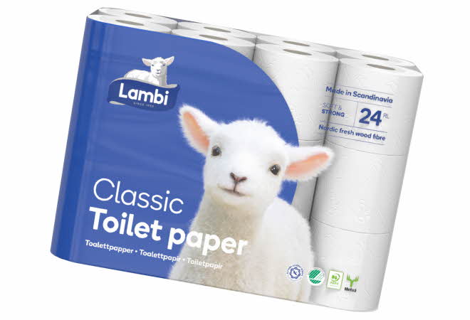 En pakke med toalettpapir fra Lambi.