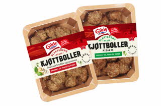 To pakker med kjøttboller fra Gilde