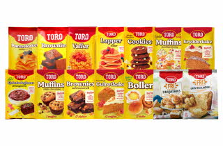 Stort utvalg av Toro bakemiks.