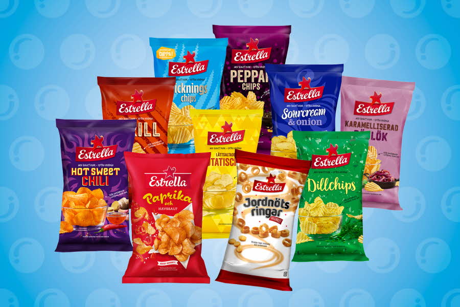 Et stort utvalg av Estrella chips