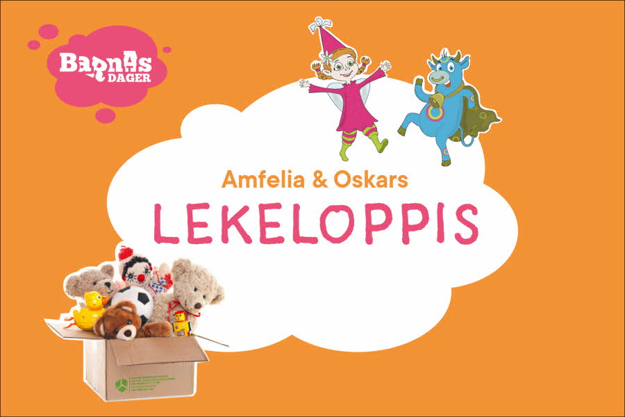Oransje bakgrunn med tekst lekeloppis