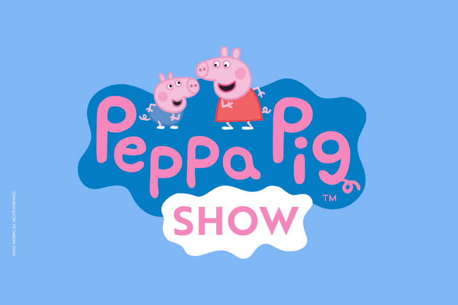 Peppa Gris logoen på blå bakgrunn