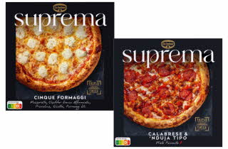 2 varianter Dr. Oetker Suprema fryst pizza.