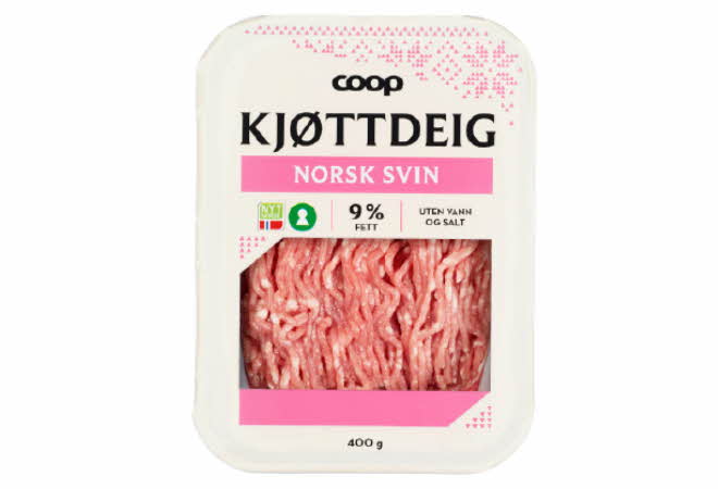 En pakke med Coop kjøttdeig