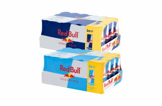 To 24-pakker med Red Bull, en uten sukker