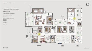 Plantegning av 5. etasje i Torggata 2-4