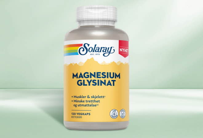 bilde på en boks med Solaray Magnesium tabletter