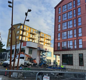 Anleggsområde på Straume hvor Sartor Storsenter bygger hotell og boliger