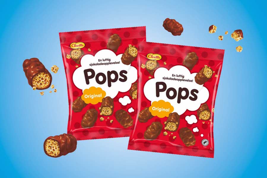 To røde poser med pops sjokolade snack