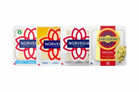 ulike varianter av norvegia og jarlsberg ost