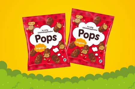 To røde poser med pops sjokolade snack