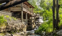 Bilde av et vannhjul i Sagelva, Strømmen