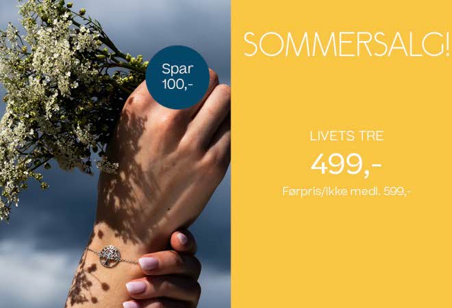 Livets tre armbånd som ei jente som holder en blomsterbukett har på seg