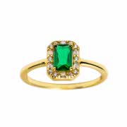 gull ring med grønn diamant