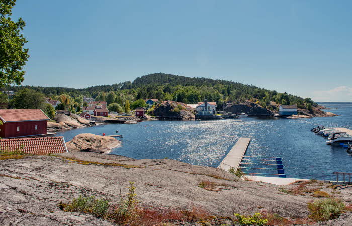 Bilde av skjærgården utenfor området med boligprosjektet Lervik i Strømstad, Sverige.