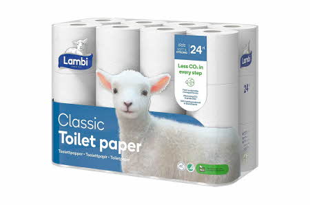 En 24-pakk med Lambi toalettpapir.
